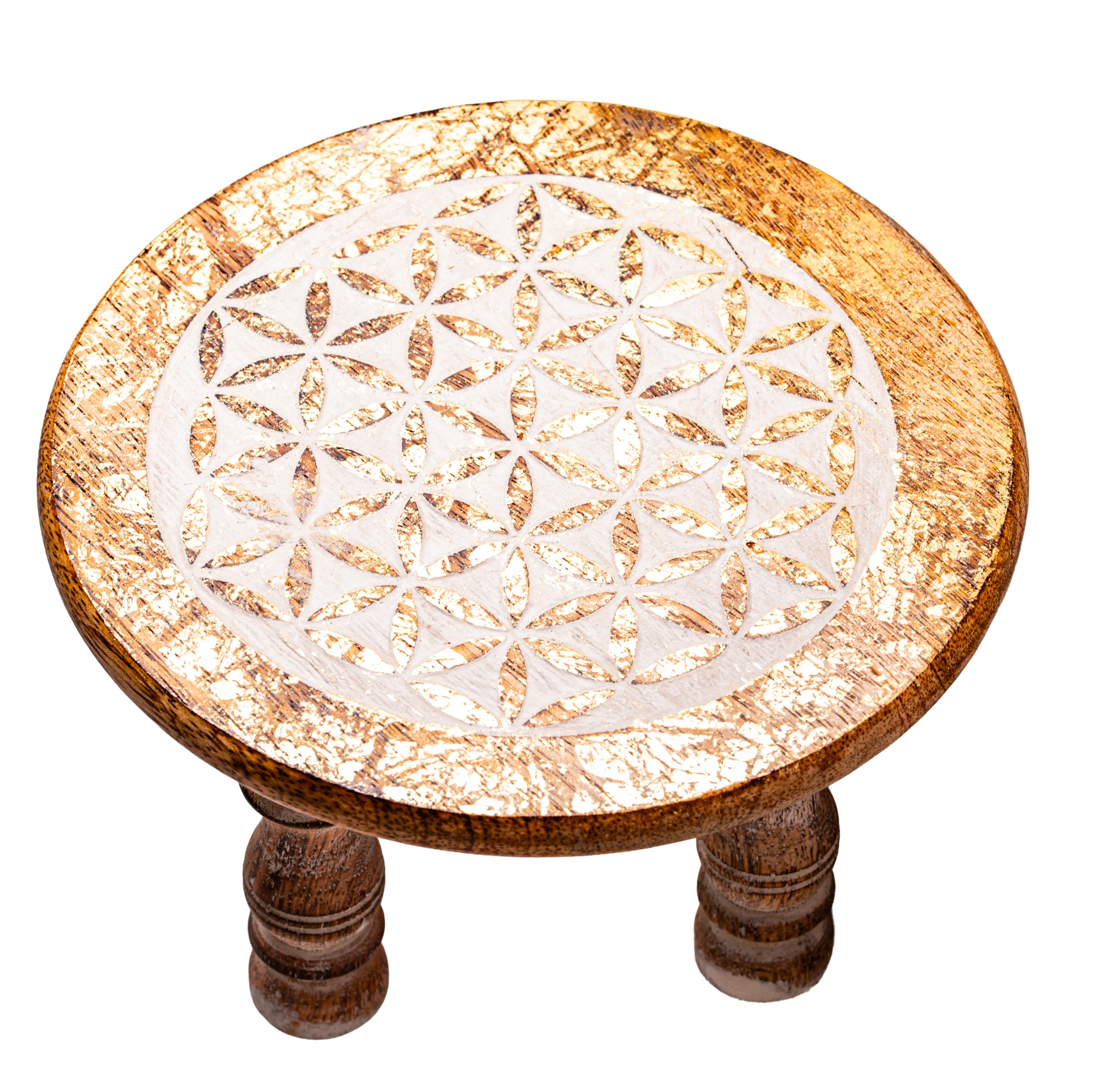 Altartischchen Blume des Lebens weiß / gold