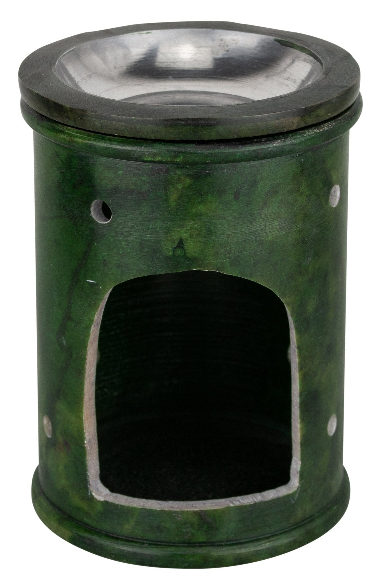 Speckstein Rauchgefäß mit Sieb & Schale, grün, Hirsch