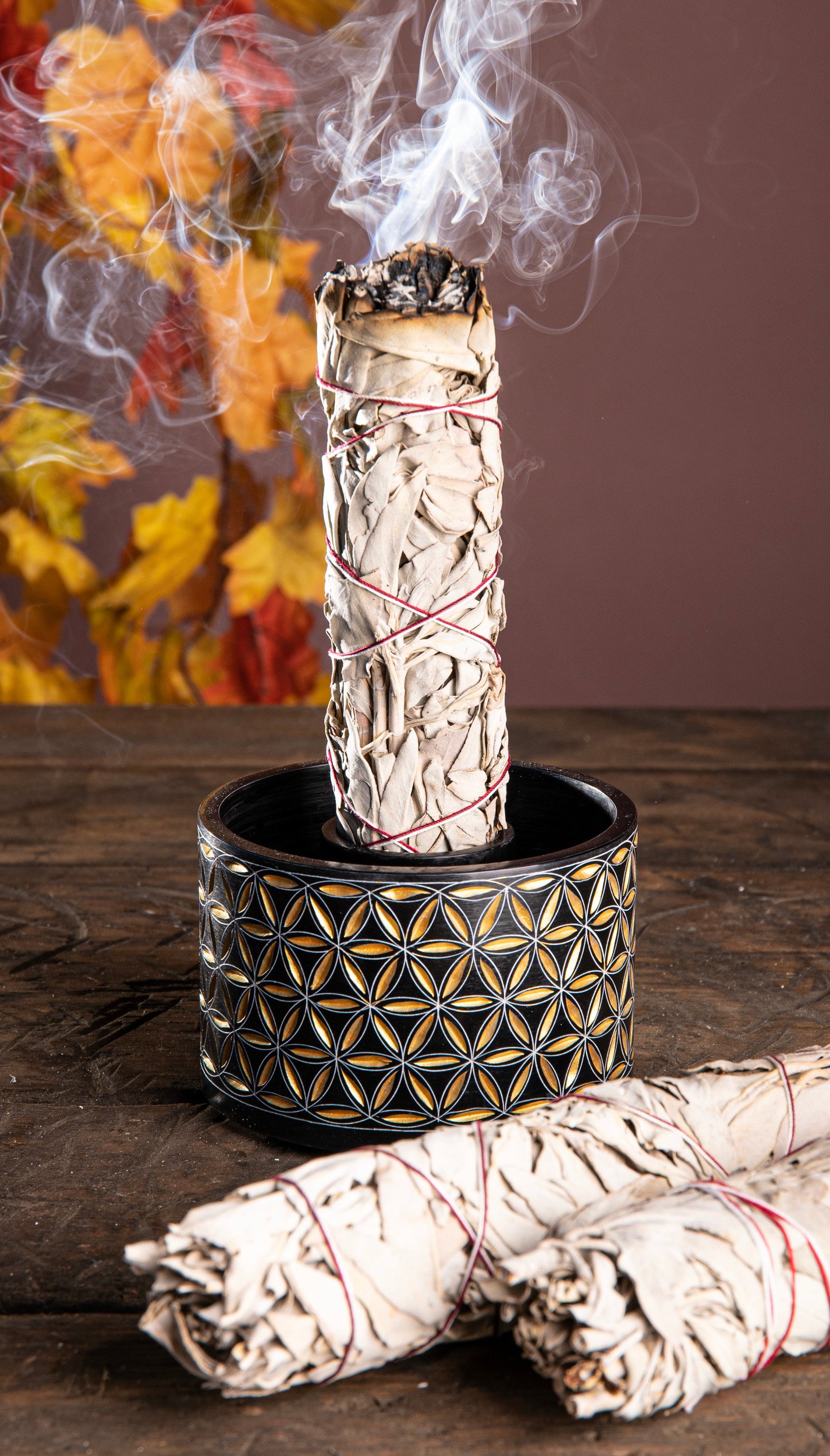 Smudge Bowl, Blume des Lebens groß Speckstein, handgeschnitzt