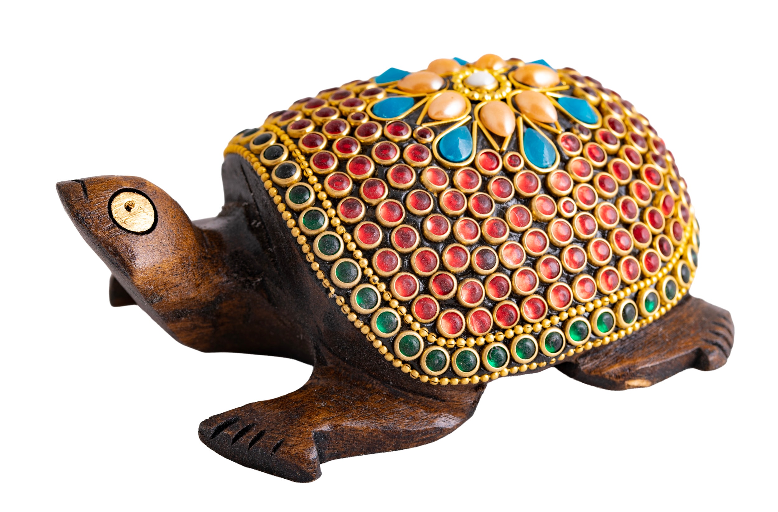 Zauberschildkröte, klein Eukalyptusholz mit Steinen