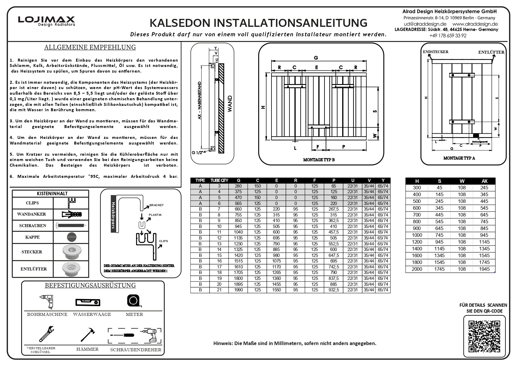 Lojimax Aluminium Design Heizkörper Paneelheizkörper Wand Heizung Kalsedon