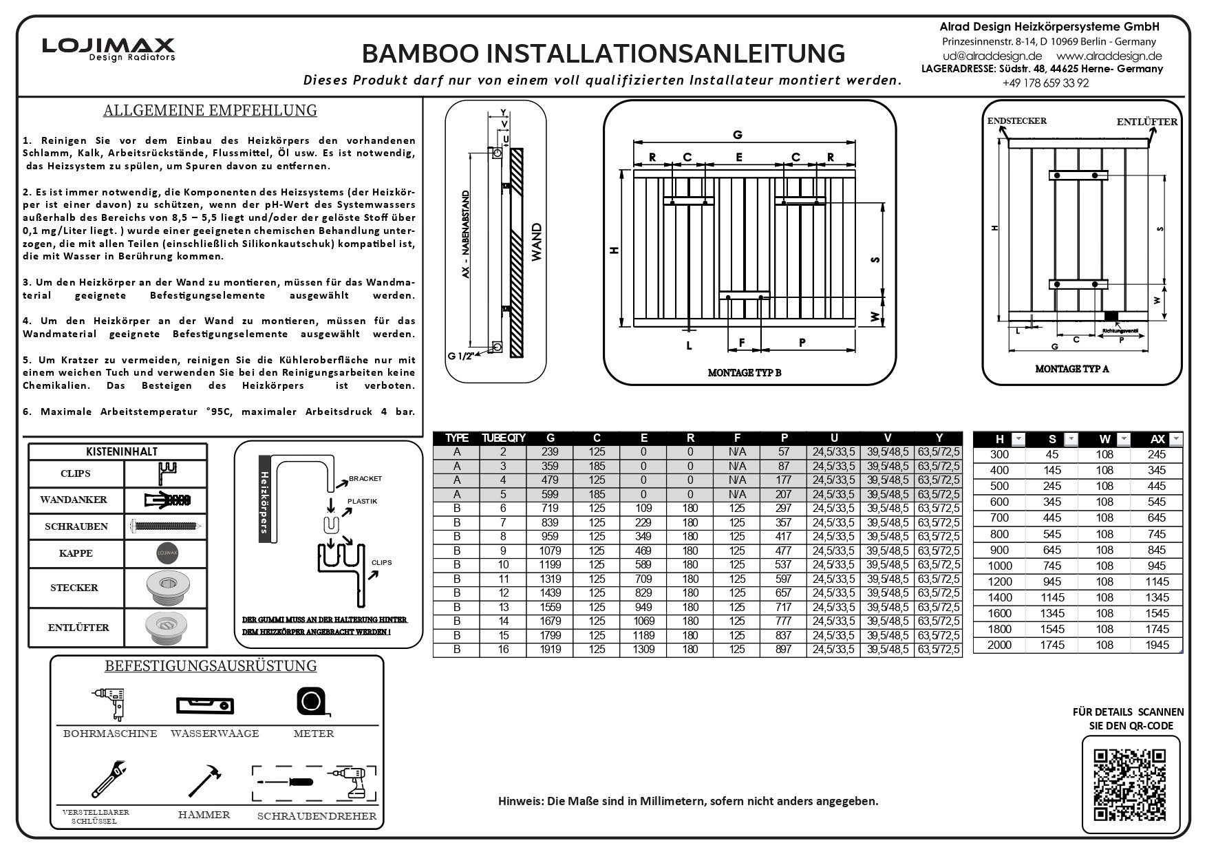 Lojimax Aluminium Design Heizkörper Paneelheizkörper Wand Heizung Bamboo