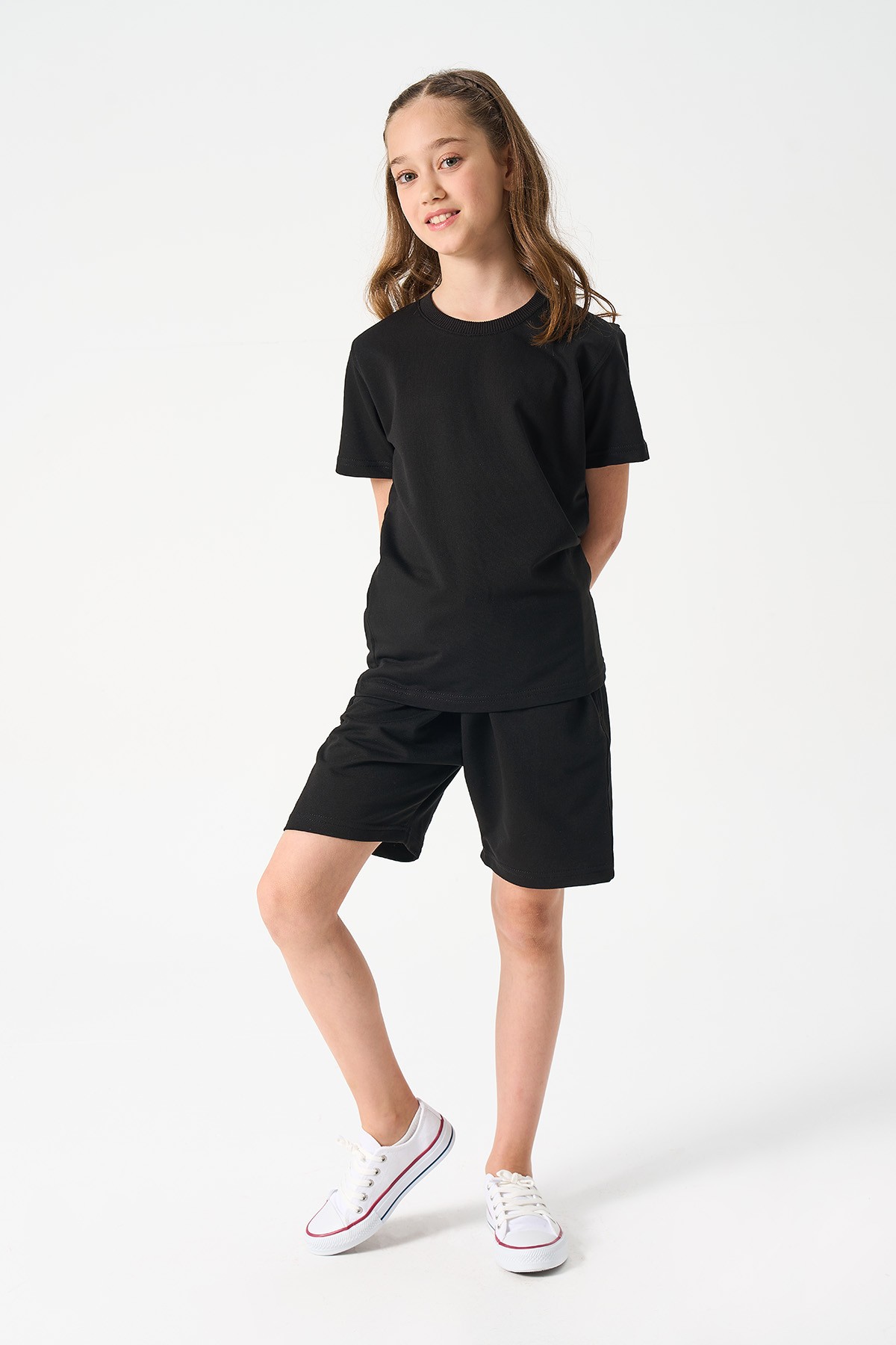 Mädchen Basic T-Shirt und Shorts Set