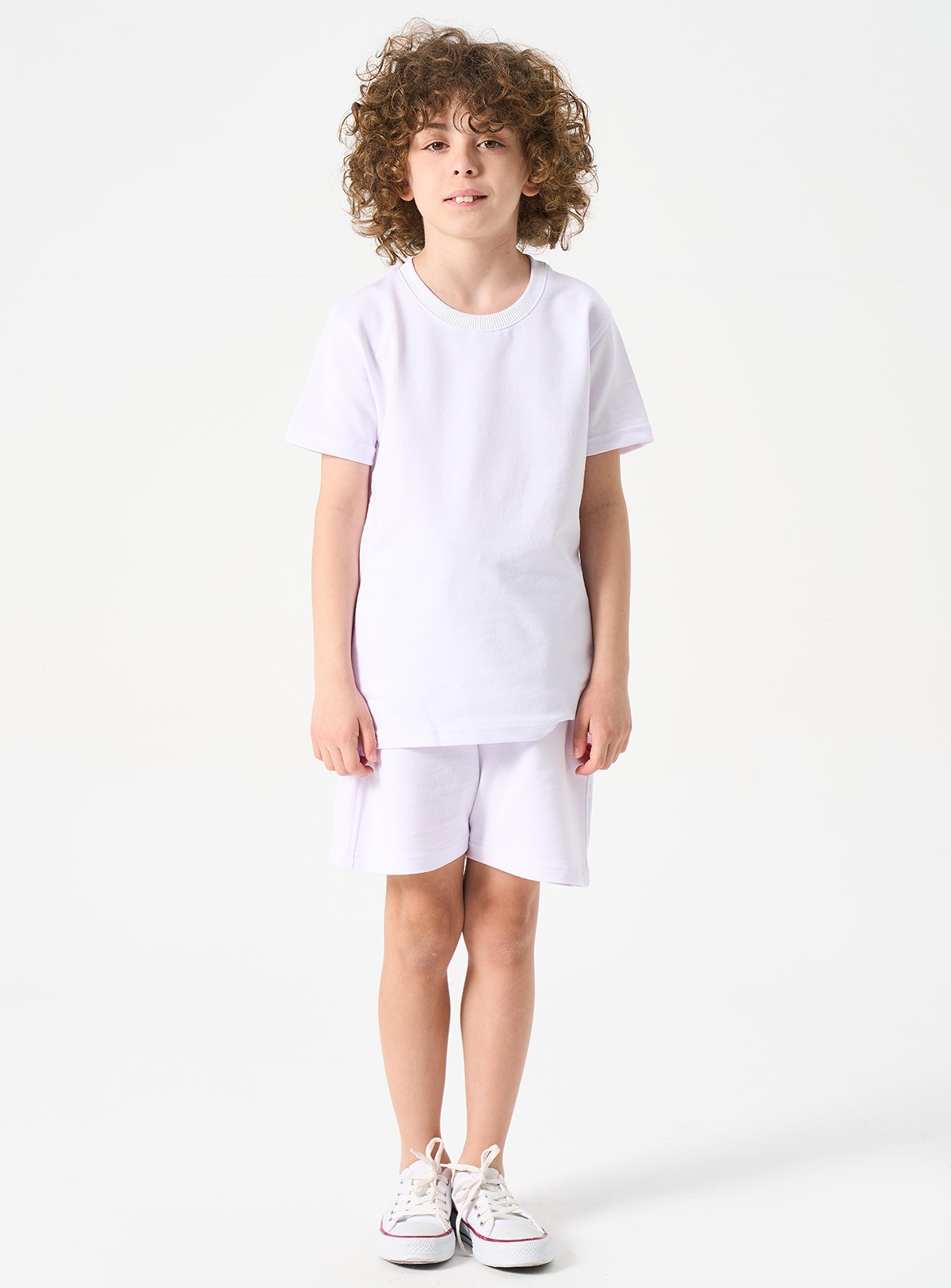 Jungen Basic T-Shirt und Shorts Set - Weiß main variant image