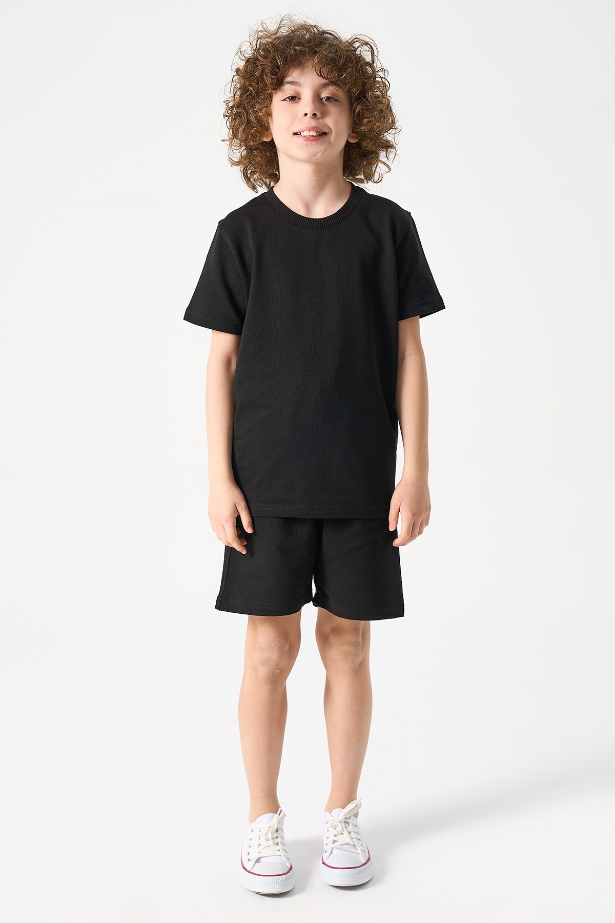 Jungen Basic T-Shirt und Shorts Set - SCHWARZ main variant image