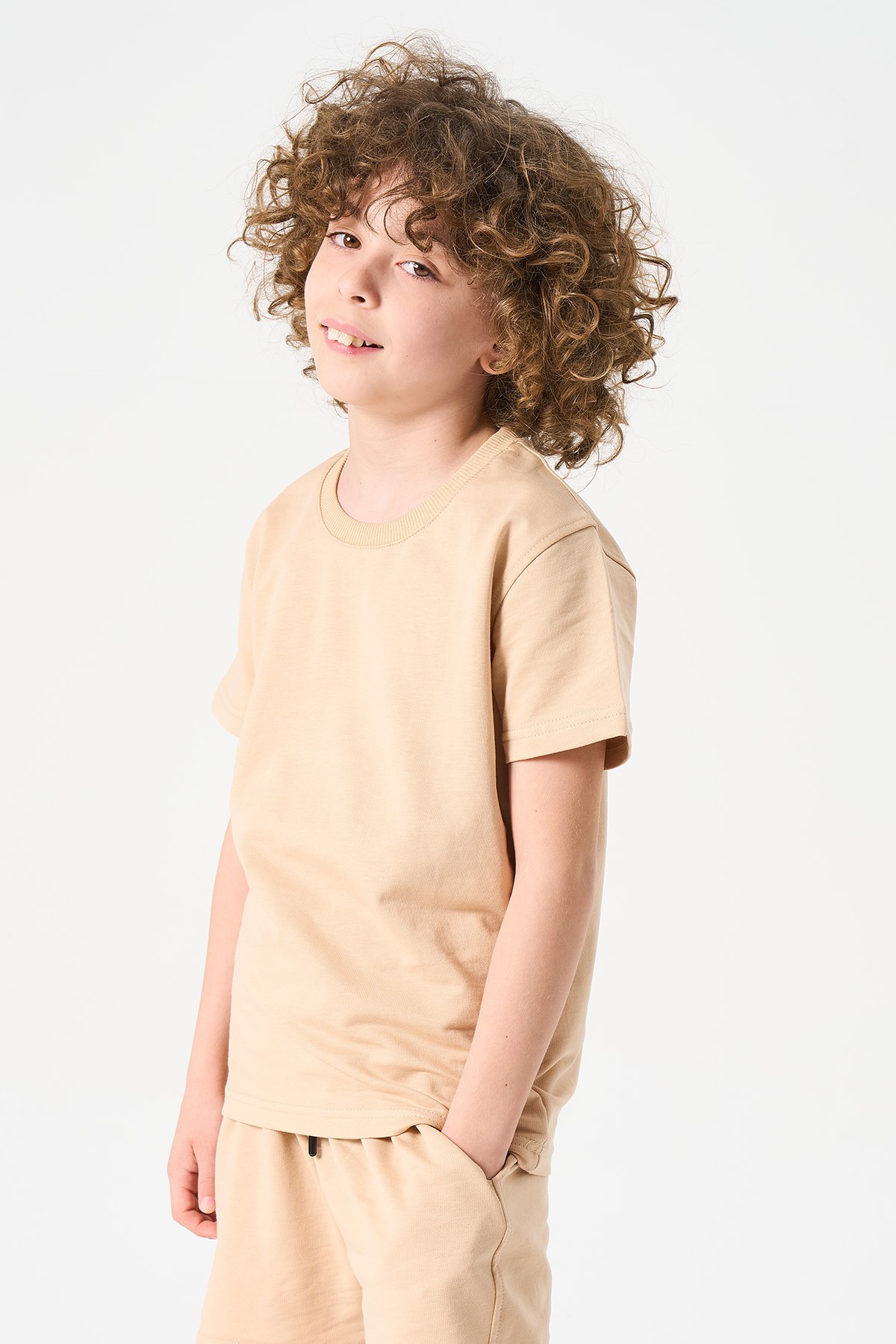 Jungen Basic T-Shirt - Hellbraun image