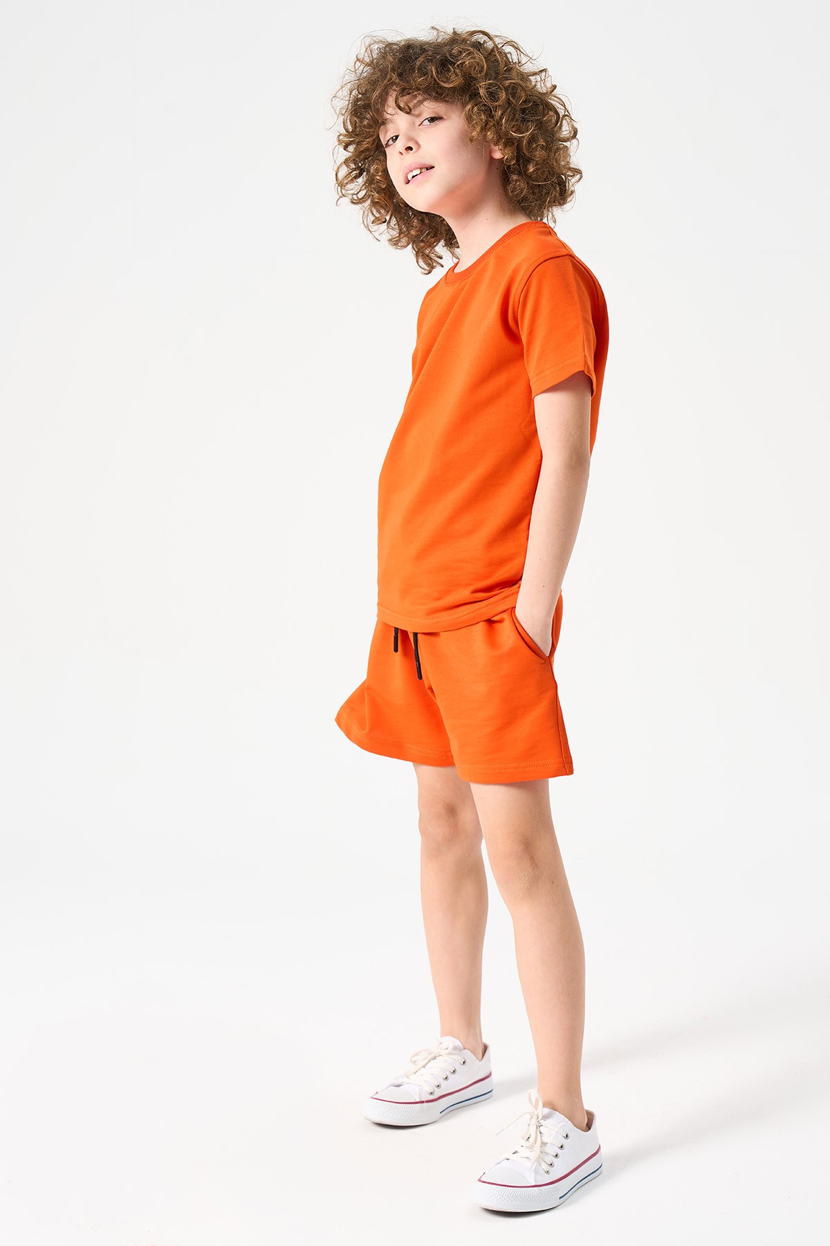 Jungen Basic T-Shirt und Shorts Set - ORANGE main variant image