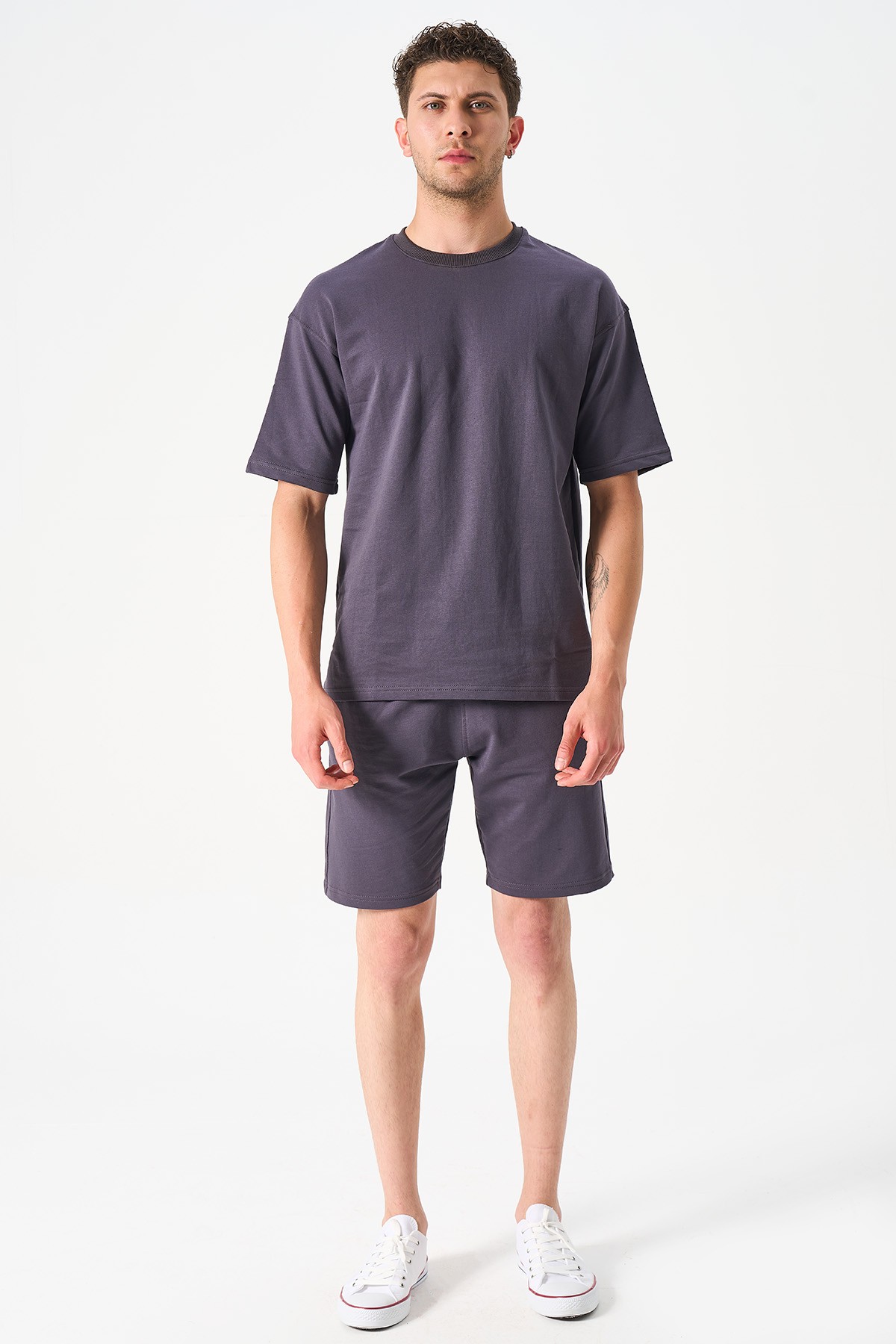 Herren Oversize T-Shirt und Shorts Set - GRAU image