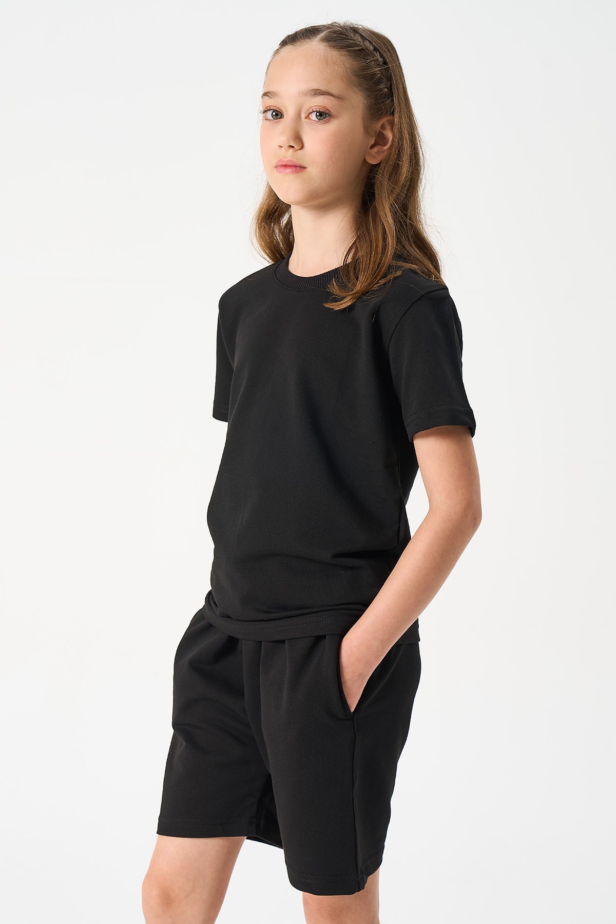 Mädchen Basic T-Shirt und Shorts Set