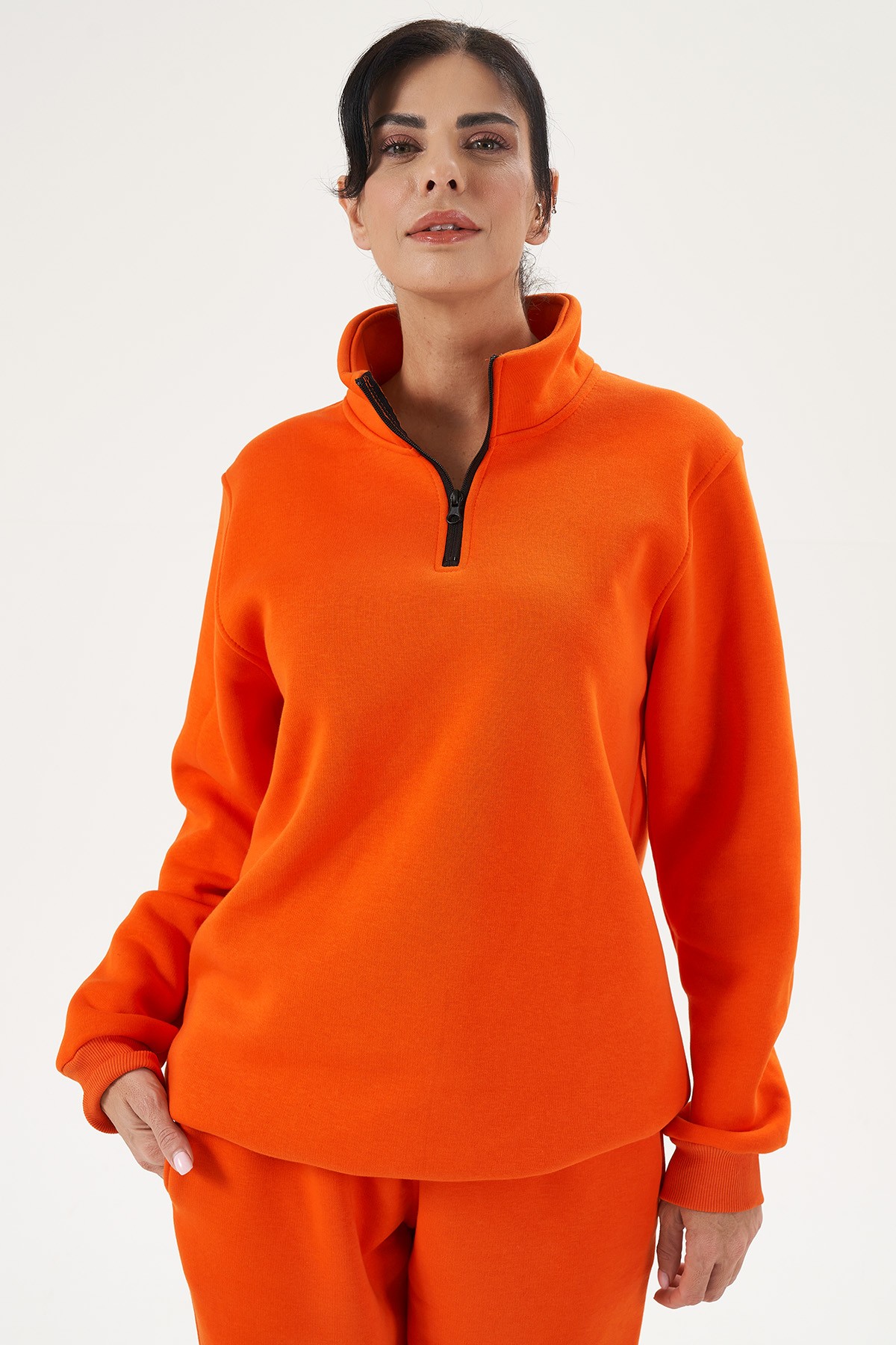 Half Zip Sweatshirt für Damen - ORANGE image