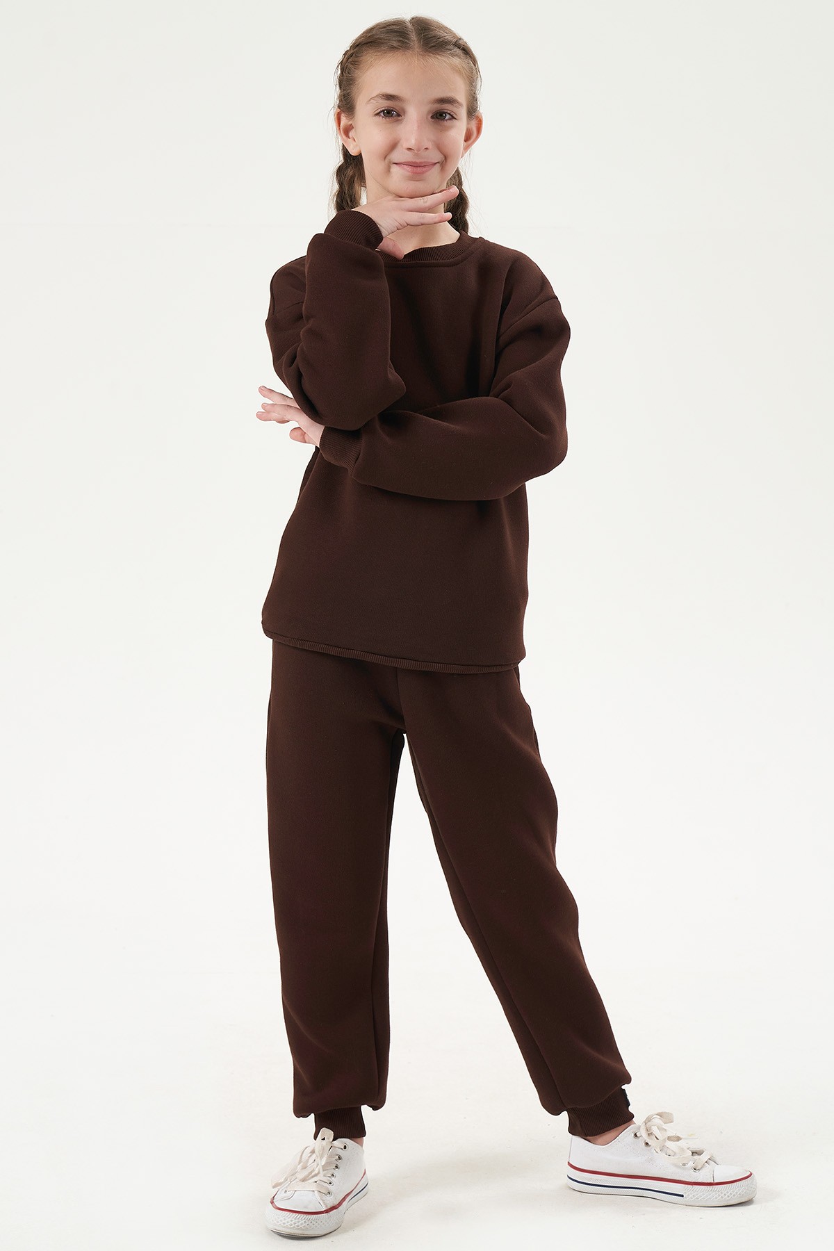 Set aus Sweatshirt und Jogginghose für Mädchen - BRAUN image