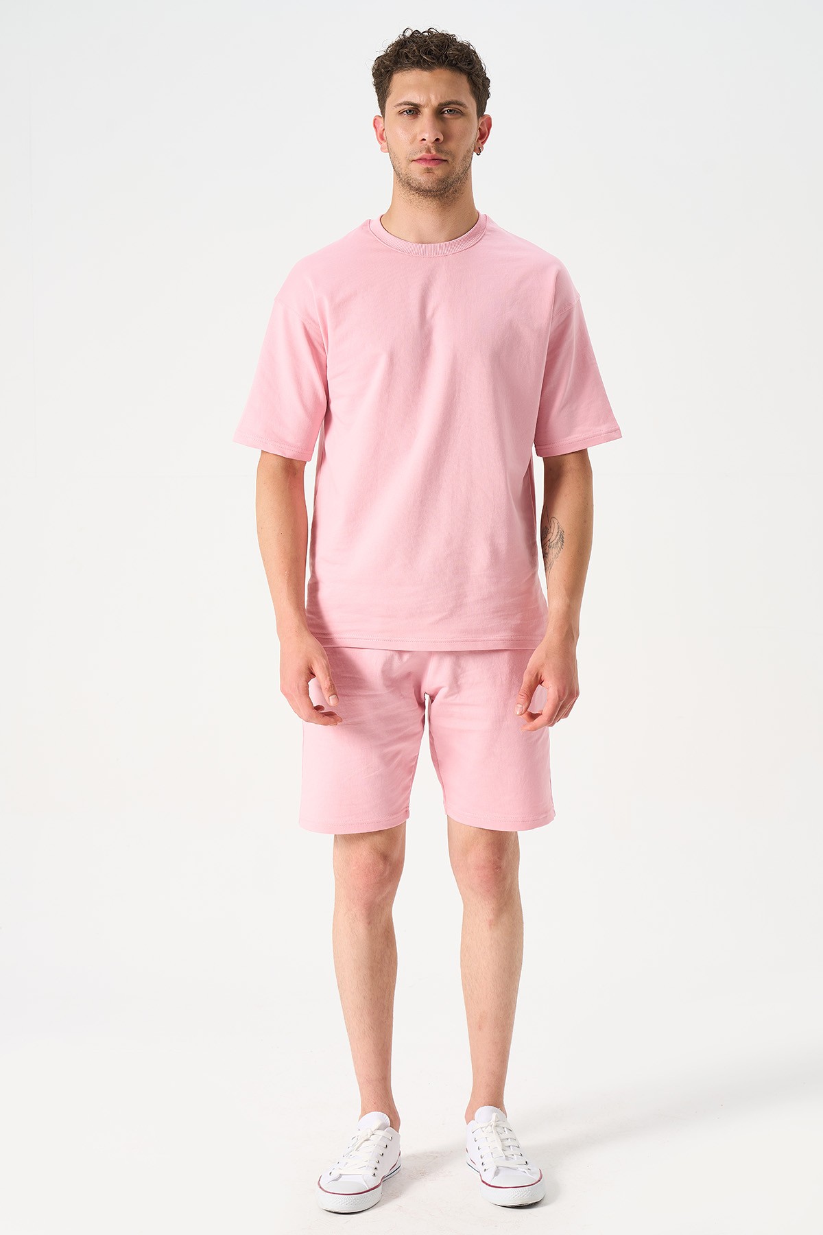 Herren Oversize T-Shirt und Shorts Set - ROSA image