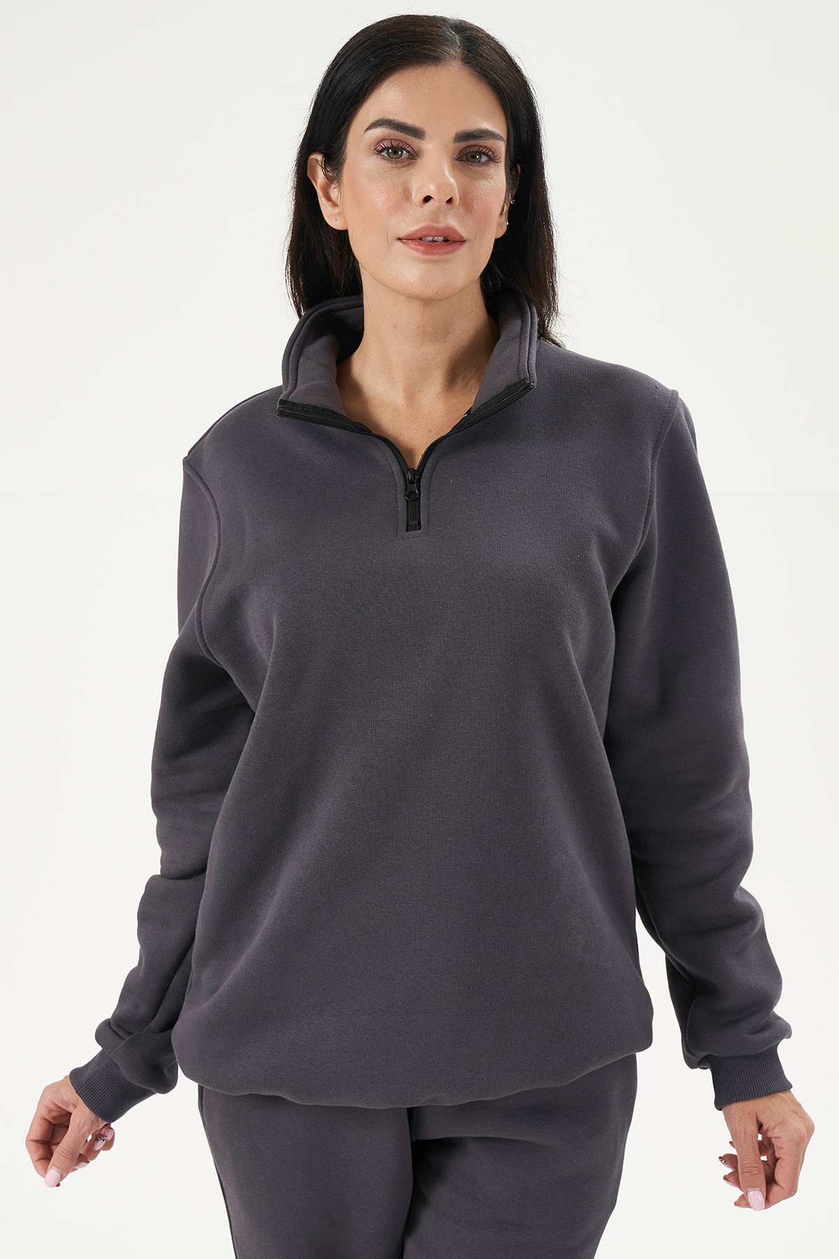 Half Zip Sweatshirt für Damen - GRAU image