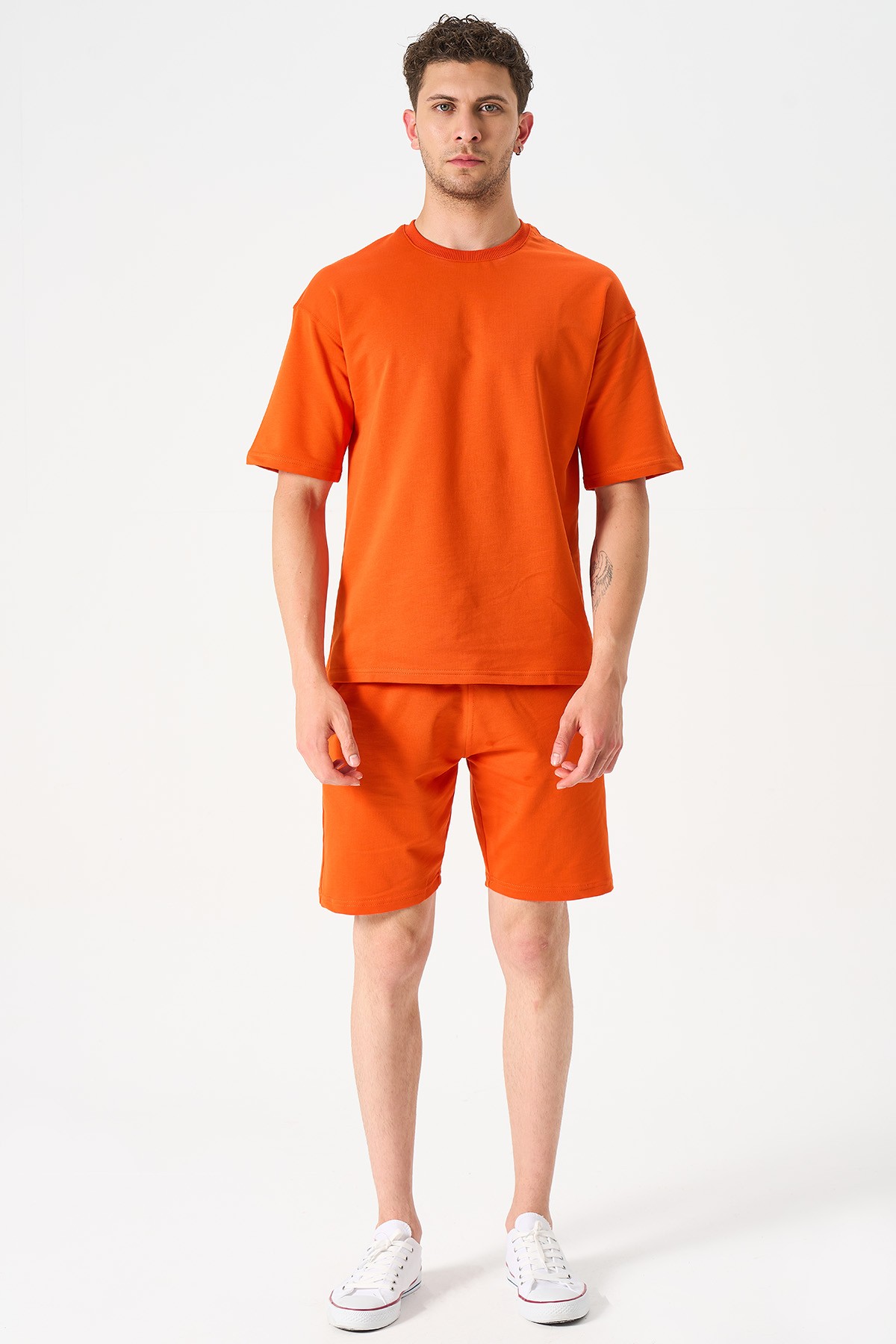 Herren Oversize T-Shirt und Shorts Set - ORANGE image