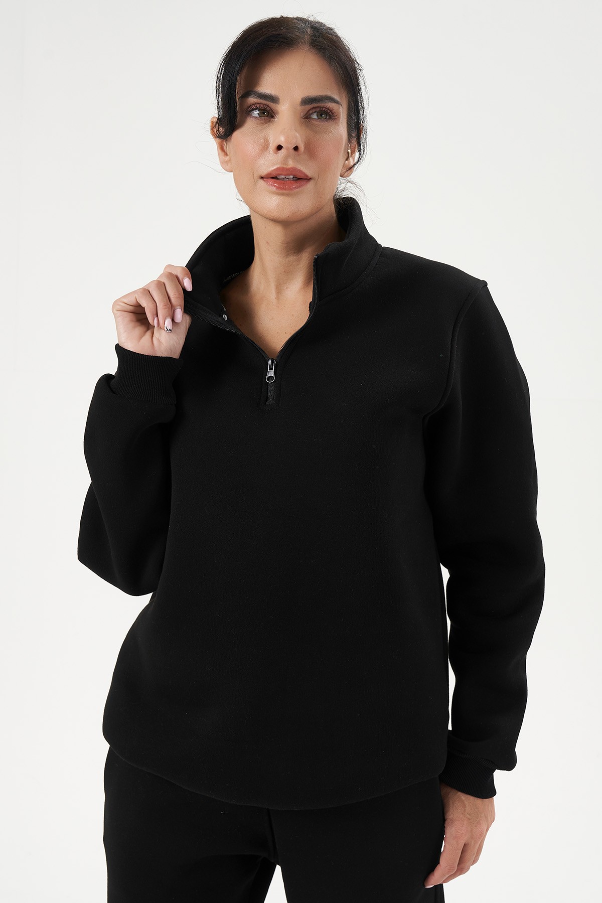 Half Zip Sweatshirt für Damen - SCHWARZ image