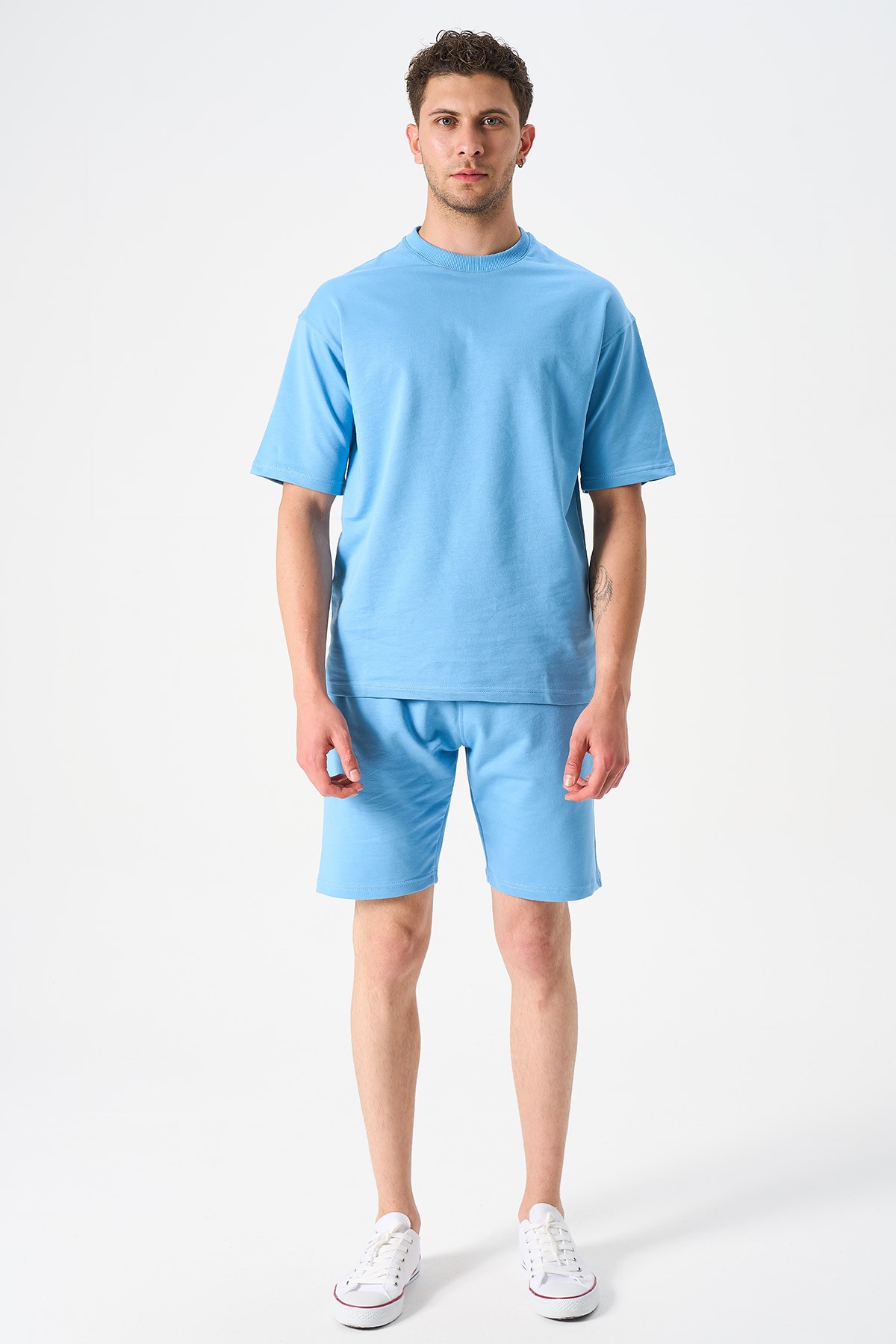 Herren Oversize T-Shirt und Shorts Set - BLAU image