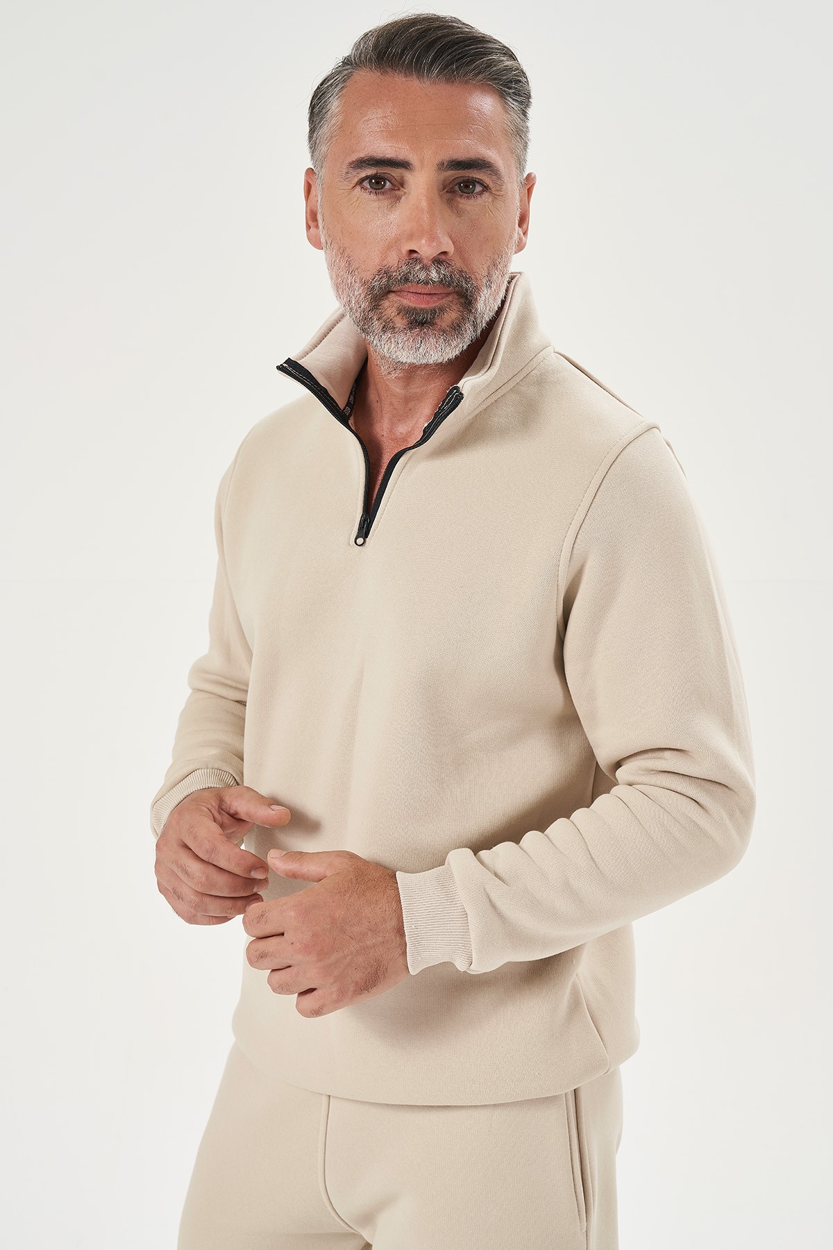 Half Zip Sweatshirt für Herren - Hellbraun image