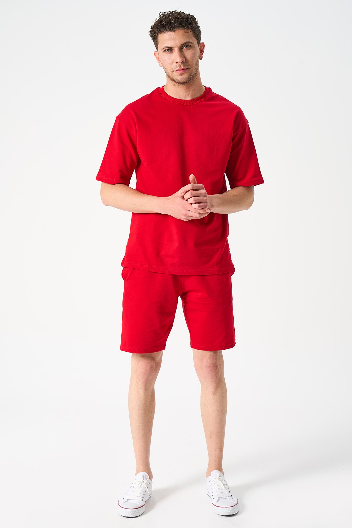 Herren Oversize T-Shirt und Shorts Set - ROT image