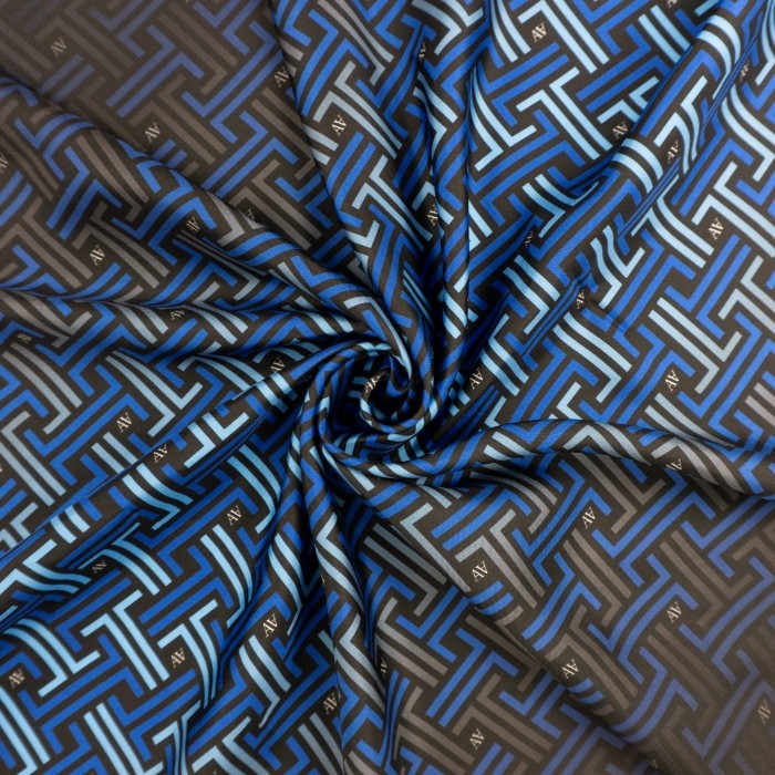 Twill Seidenkopftuch Blau mit Verlaufsmuster 