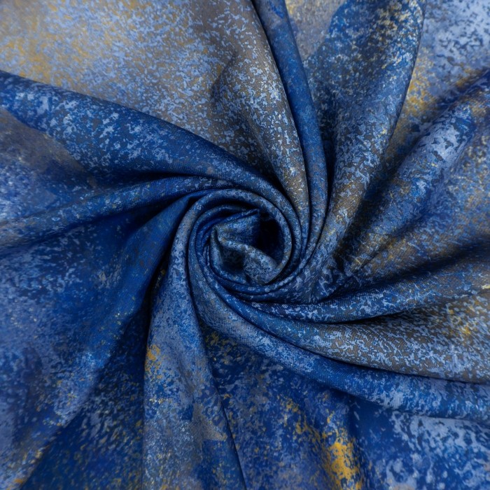 Twill Seidenkopftuch Blau mit Muster 