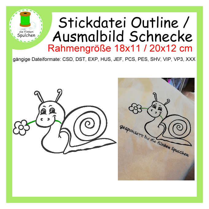 Stickdatei Outline / Ausmalbild Schnecke