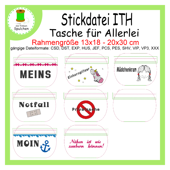 Stickdatei ITH Krimskram Täschchen Set