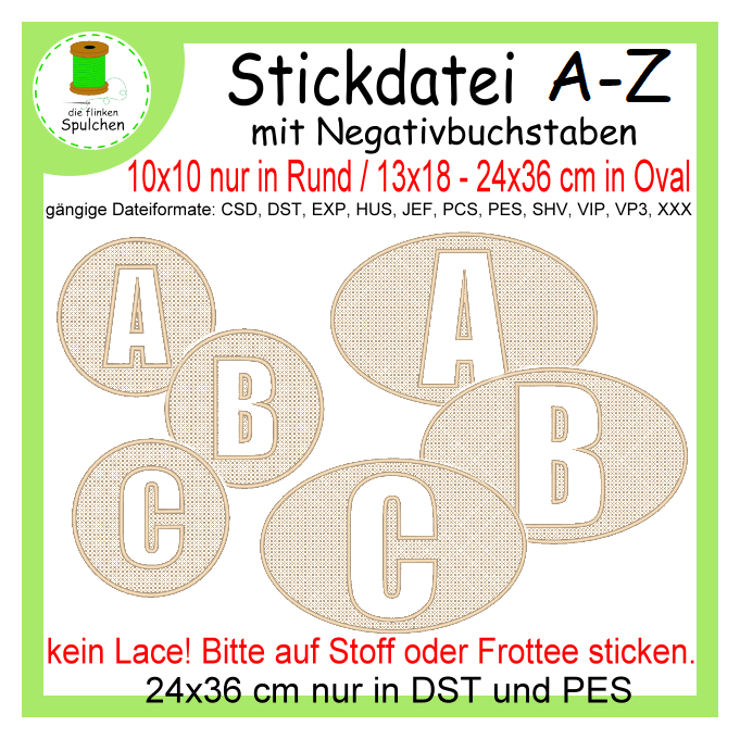 Stickdatei negativ ABC / Buchstaben / Alphabet