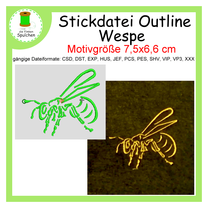 Stickdatei Outline Wespe