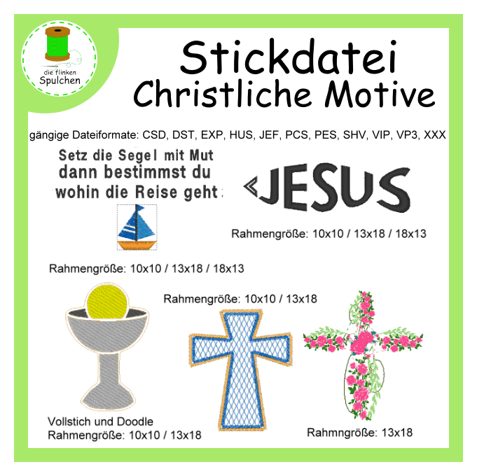 Stickdatei christliche Symbole / Motive Set