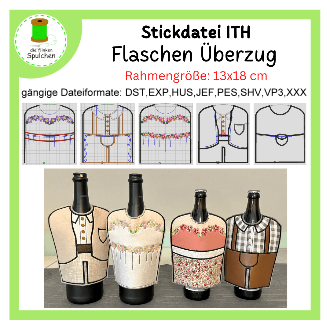 Stickdatei ITH Flaschen Überzug