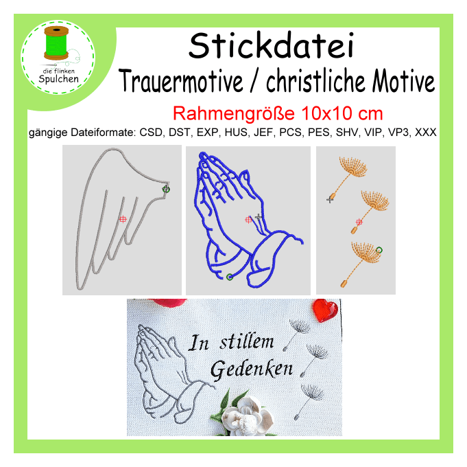 Stickdatei Motive Trauer / Christlich / Engel / Beten