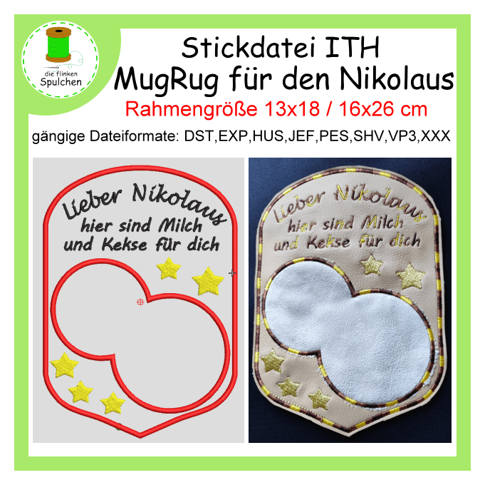 Stickdatei ITH MugRug Nikolaus oder Santa