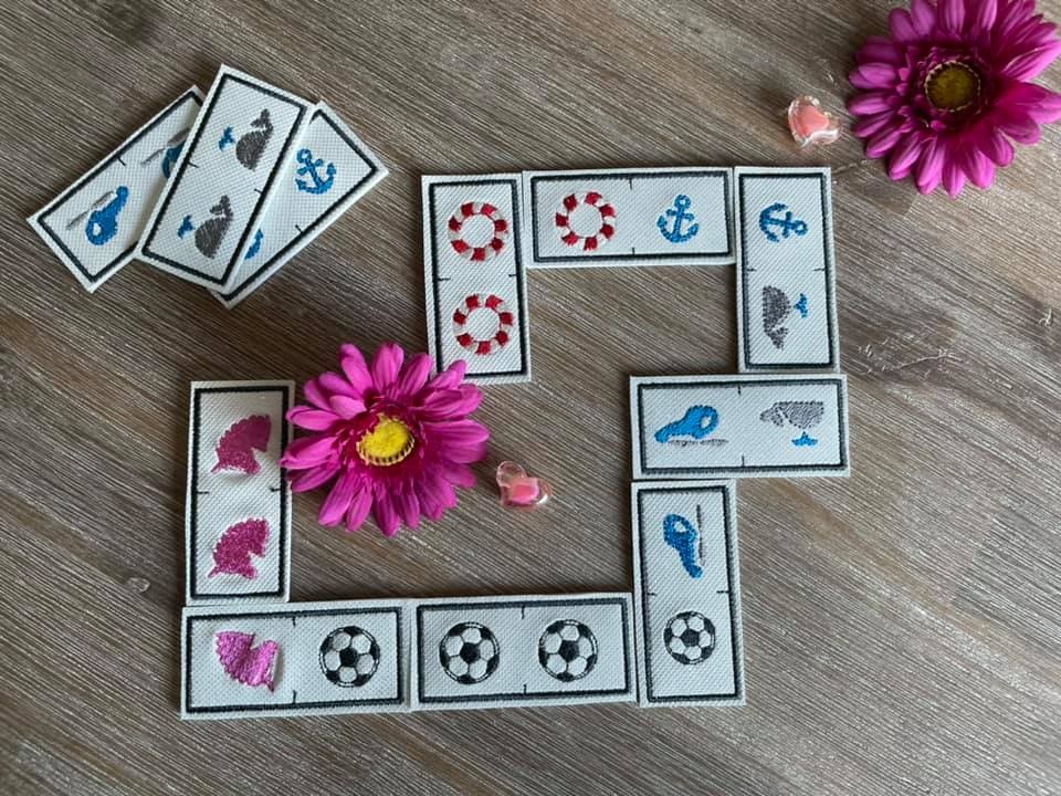 Stickdatei ITH Spiel Domino Set mit Motiven