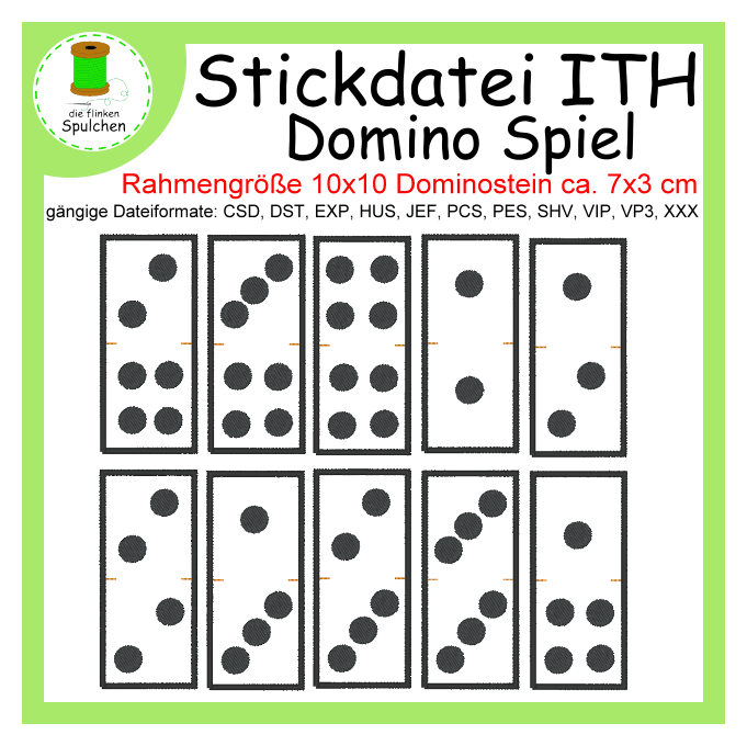 Stickdatei ITH Spiel Domino Set