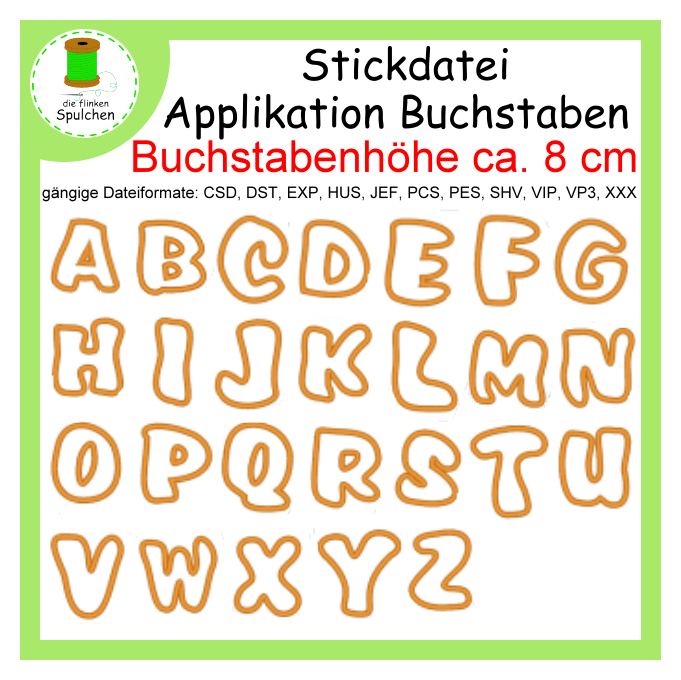 Stickdatei Applikation Buchstaben / ABC / Alphabet