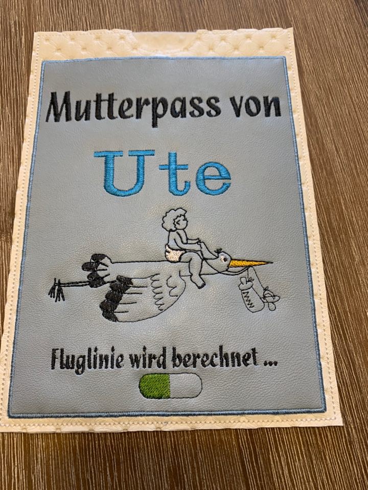 Stickdatei ITH Mutterpass Einschub Hülle