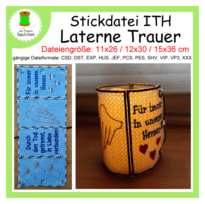 Stickdatei ITH Laterne Trauer