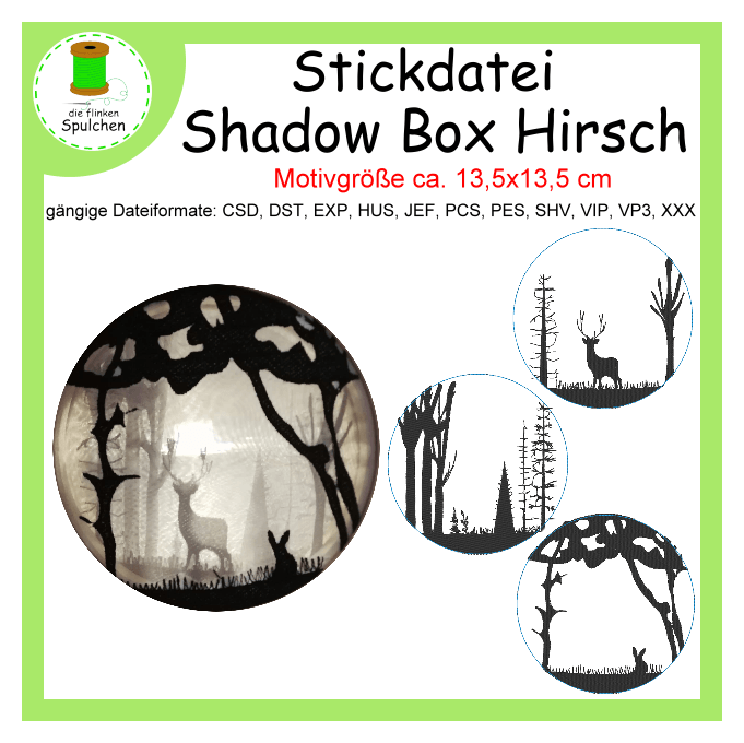 Stickdatei Shadow Box Hirsch