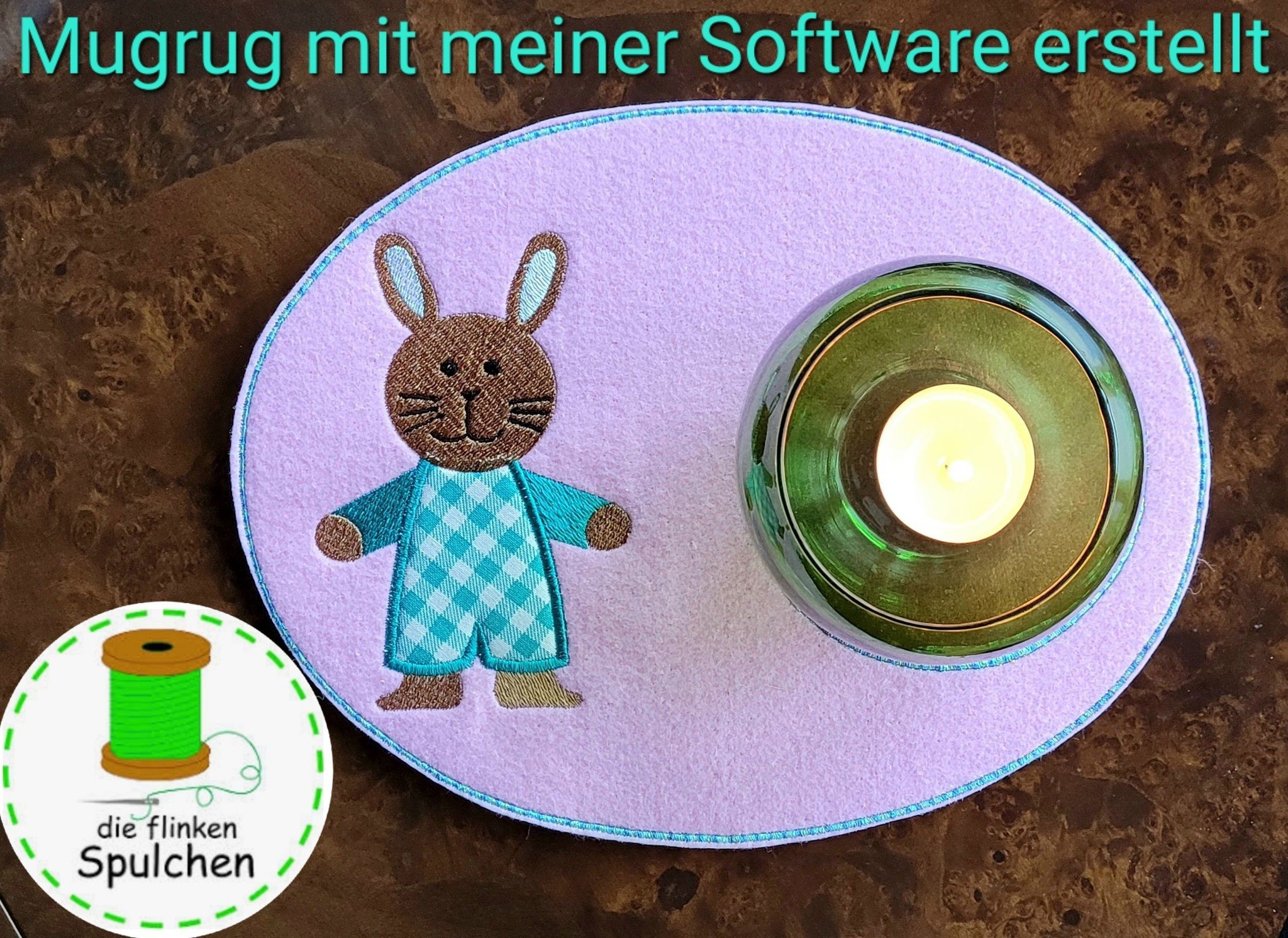 Stickdatei Vollstick Hase mit Kleidung zum Applizieren