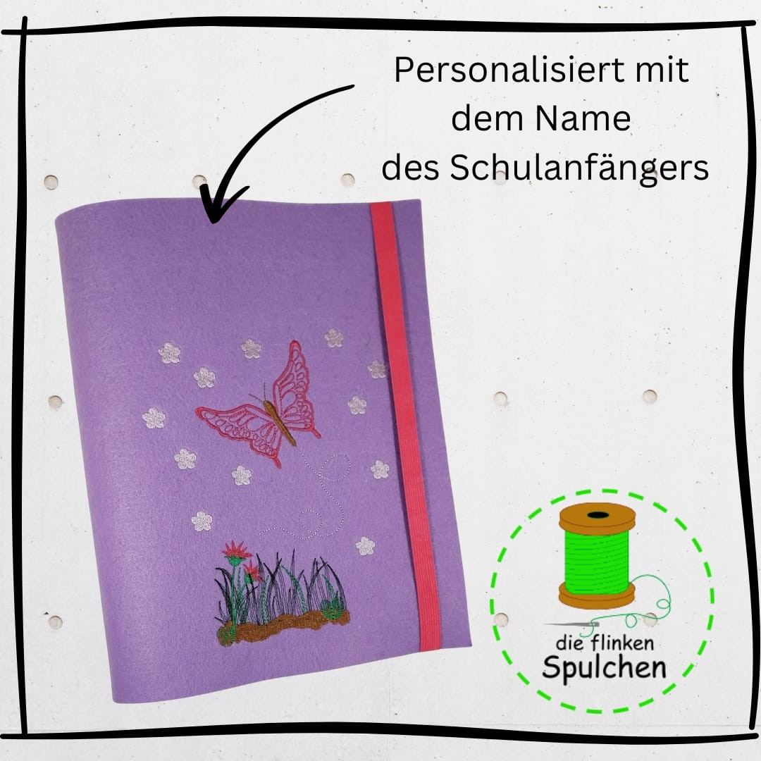Zauberhafte Zeugnismappe mit Schmetterlingsmotiv – persönlich und stilvoll
