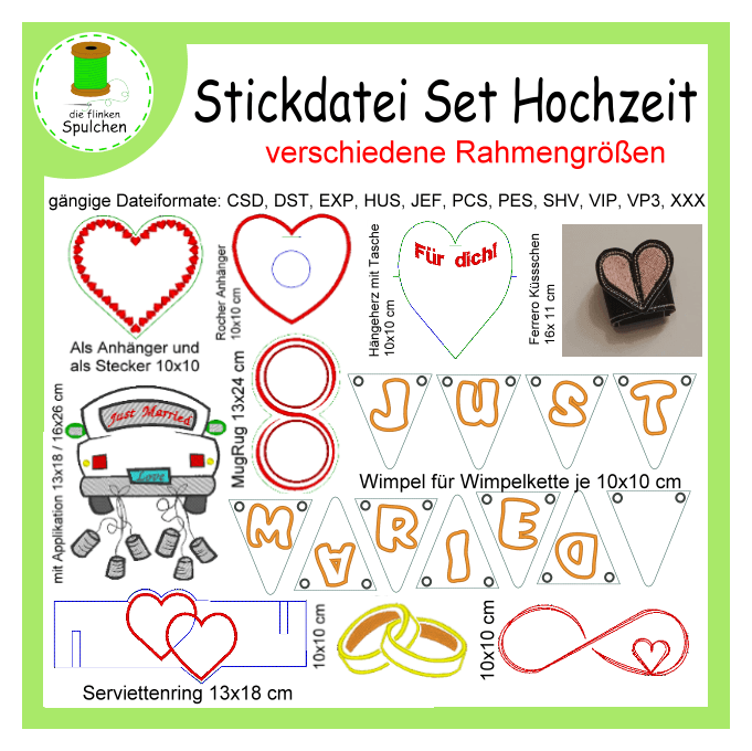 Stickdatei Hochzeits- Set