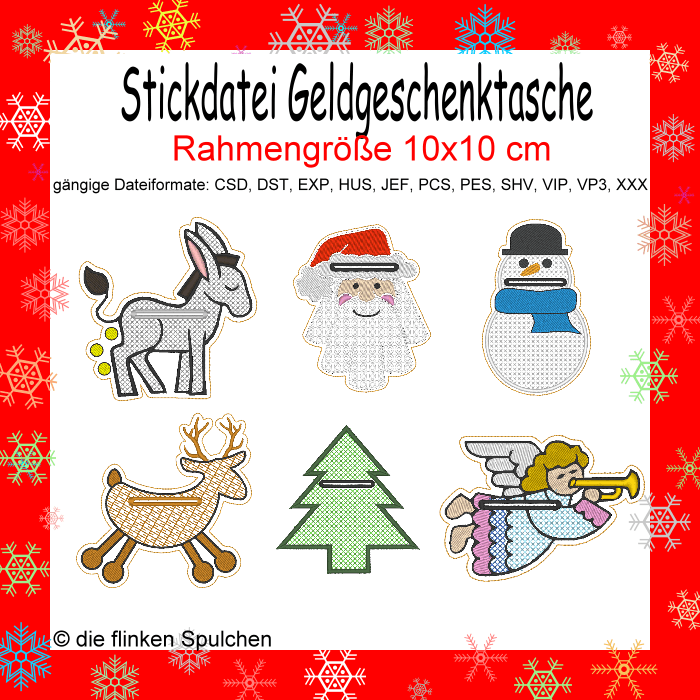 Stickdatei ITH Geldgeschenk Set Weihnachten