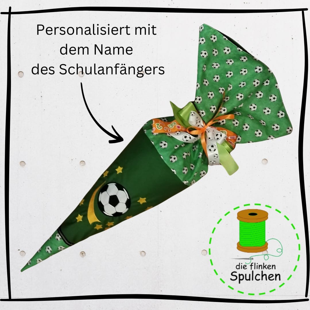 Schultüte „Fußballtraum“ – der perfekte Start für kleine Kicker, aus Stoff incl. Papprohling