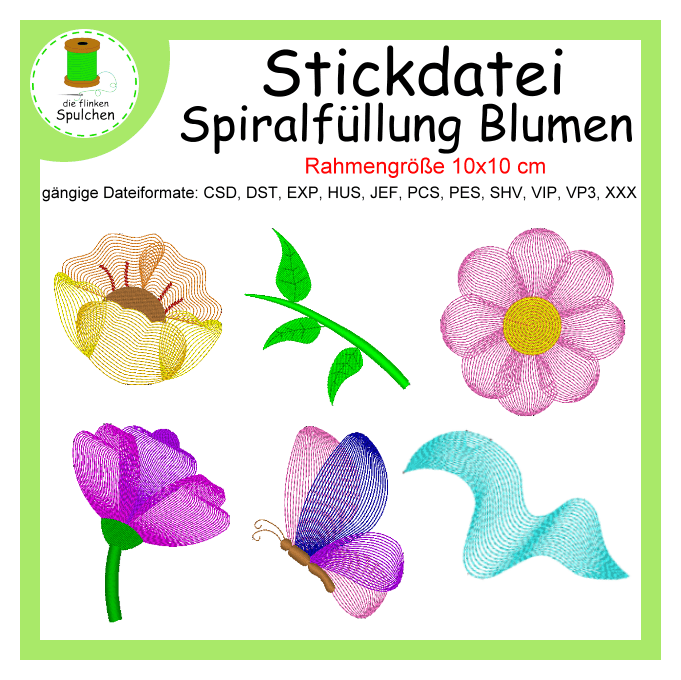 Stickdatei Kurvenfüllung Set Blumen