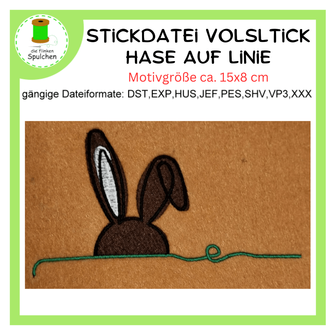 Stickdatei Hase auf Linie