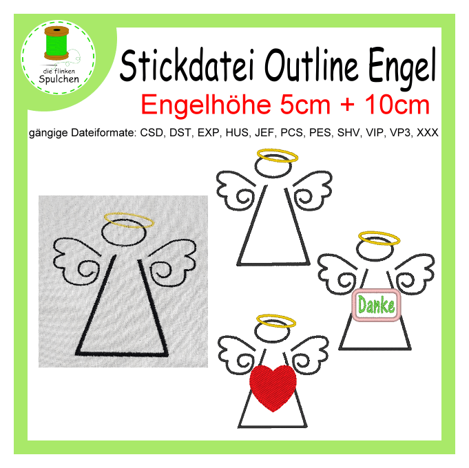 Stickdatei Outline Engel