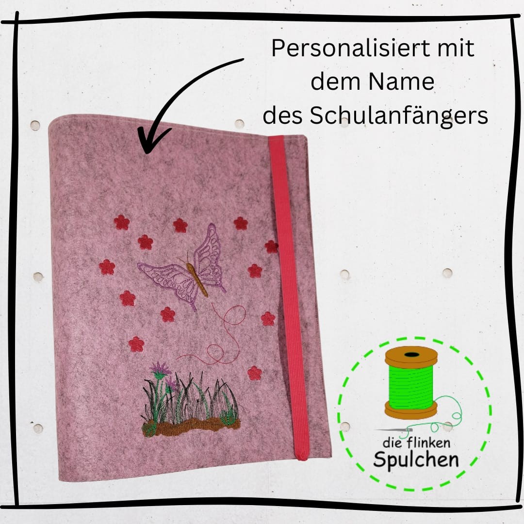 Zauberhafte Zeugnismappe mit Schmetterlingsmotiv – persönlich und stilvoll