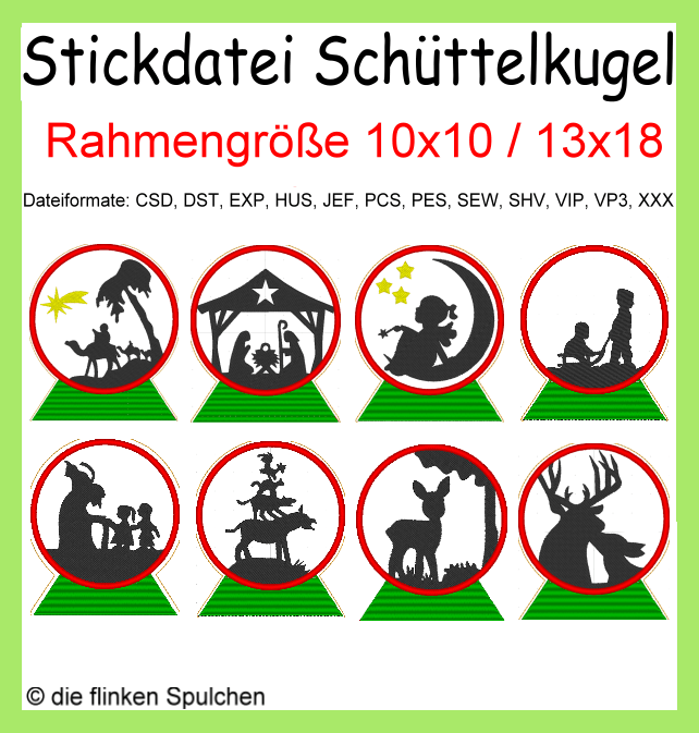 Stickdatei ITH Schüttel Kugel Set