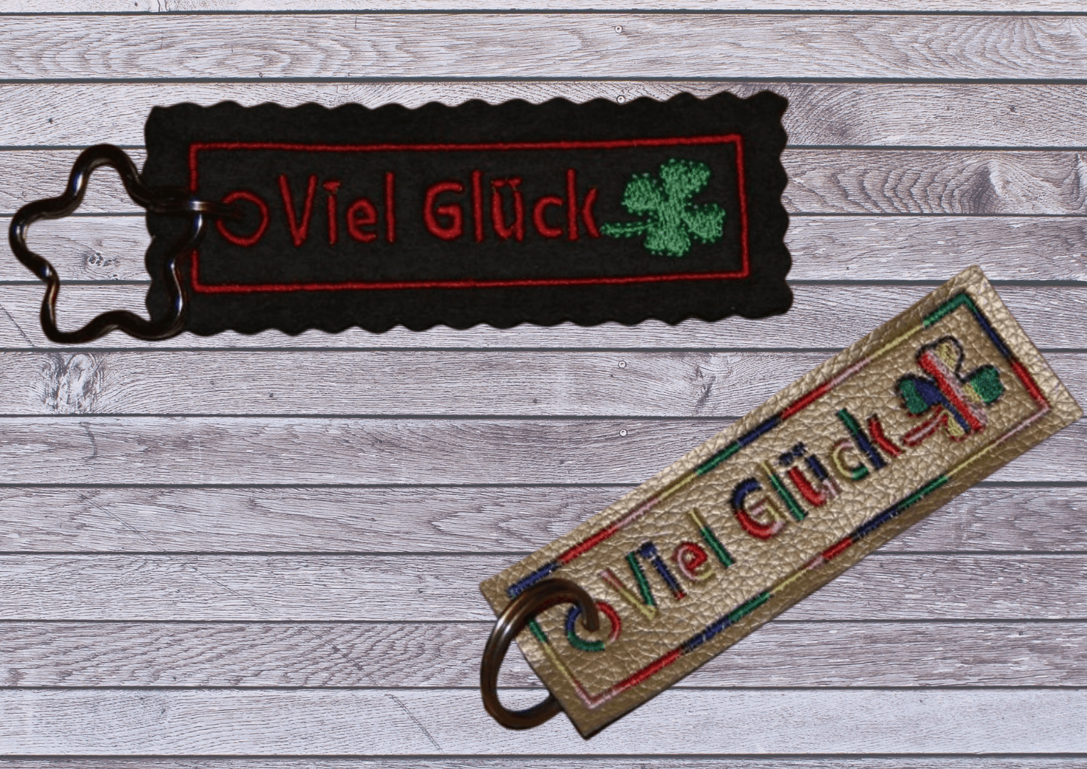 Stickdatei ITH Schlüsselanhänger "viel Glück"