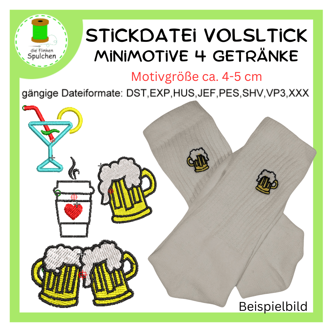 Stickdatei Vollstick Minimotive Getränke